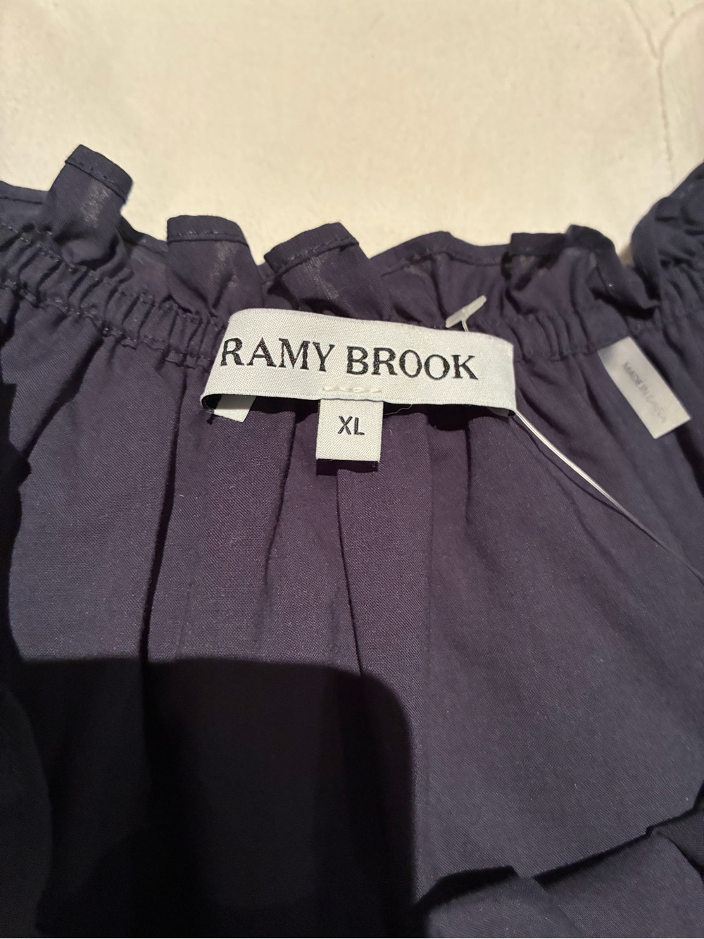 Ramy Brook Navy Off-Shoulder Ruffle top - Picture 3 of 3